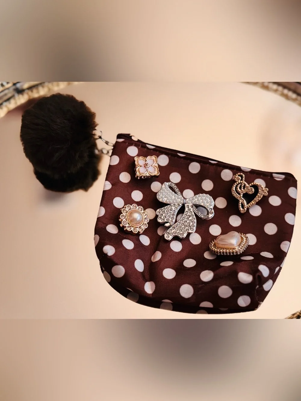 NWOT Embellished Polka Dot Coin Pouch Keychain – Choose ONE